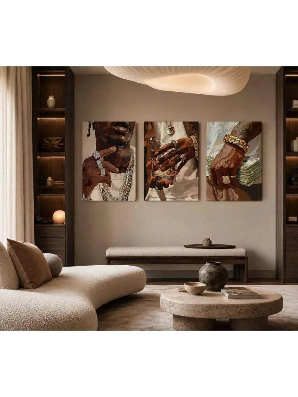 3Pcs Modern African American Canvas Wall Art - Hip-Hop Aesthetic Decor for Teen